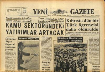 Yeni Gazete Gazetesi 23 Eylül 1966 - Kamu Sektöründeki Yatırımlar Artacak GZ91409 - 1