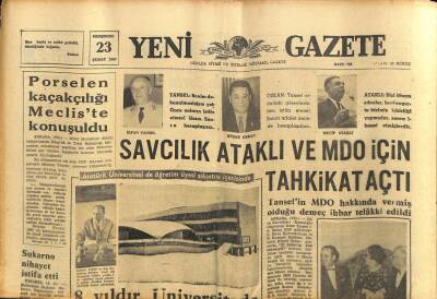 Yeni Gazete Gazetesi 23 Şubat 1967 - Savcılık Ataklı Ve MDO İçin Tahkikat Açtı GZ77043 - 1
