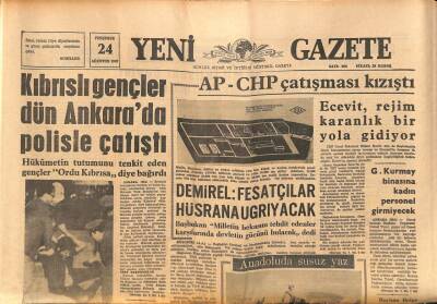 Yeni Gazete Gazetesi 24 Ağustos 1967 - İskandinav Ülkeleri Yunanistandaki Durumu Avrupa Konseyine Getiriyor GZ91139 - 1