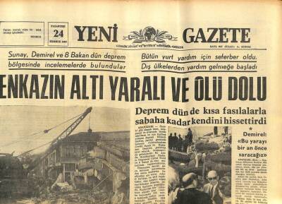 Yeni Gazete Gazetesi 24 Temmuz 1967 - Enkazın Altında Yaralı Ve Ölü Dolu GZ76927 - 1