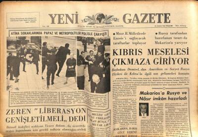Yeni Gazete Gazetesi 25 Kasım 1965 - Kıbrıs Meselesi Çıkmaza Giriyor GZ79851 - 1