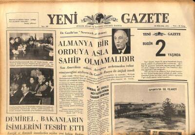 Yeni Gazete Gazetesi 26 Ekim 1965 - Demirel, Bakanların İsimlerini Tespit Etti GZ79930 - 1