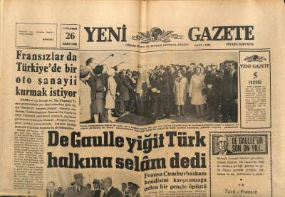 Yeni Gazete Gazetesi 26 Ekim 1968 - Fransızlar da Türkiyede Bir Oto Sanayii Kurmak İstiyor GZ91219 - 1