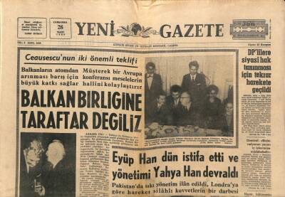 Yeni Gazete Gazetesi 26 Mart 1969 - Nesrin Sipahi Rusyaya Götürecek Udi Bulamıyor - Eyüp Han İstifa Etti Ve Yönetimi Yahya Han Devraldı GZ91131 - 1
