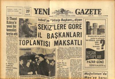Yeni Gazete Gazetesi 27 Ocak 1967 - U Thant Kıbrısa Yeni Bir Temsilci Tayin Etti GZ76977 - 1