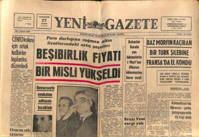 Yeni Gazete Gazetesi 27 Şubat 1971 - CENTO Kolera İçin Ortak Tedbirler Toplantısı Düzenledi GZ79587 - 1