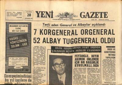 Yeni Gazete Gazetesi 28 Ağustos 1967 - Kıbrısta 4 Yıl İçinde 331 Türk Şehidine Karşılık 181 Rum Öldü GZ91143 - 1