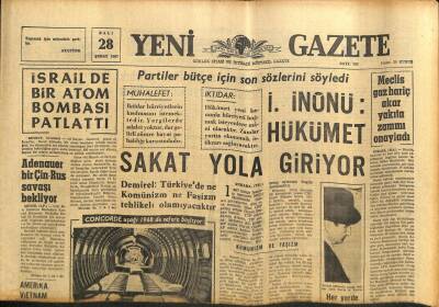 Yeni Gazete Gazetesi 28 Şubat 1967 - Rus Donanması Boğazda Bir Haftada Geçti GZ77048 - 1