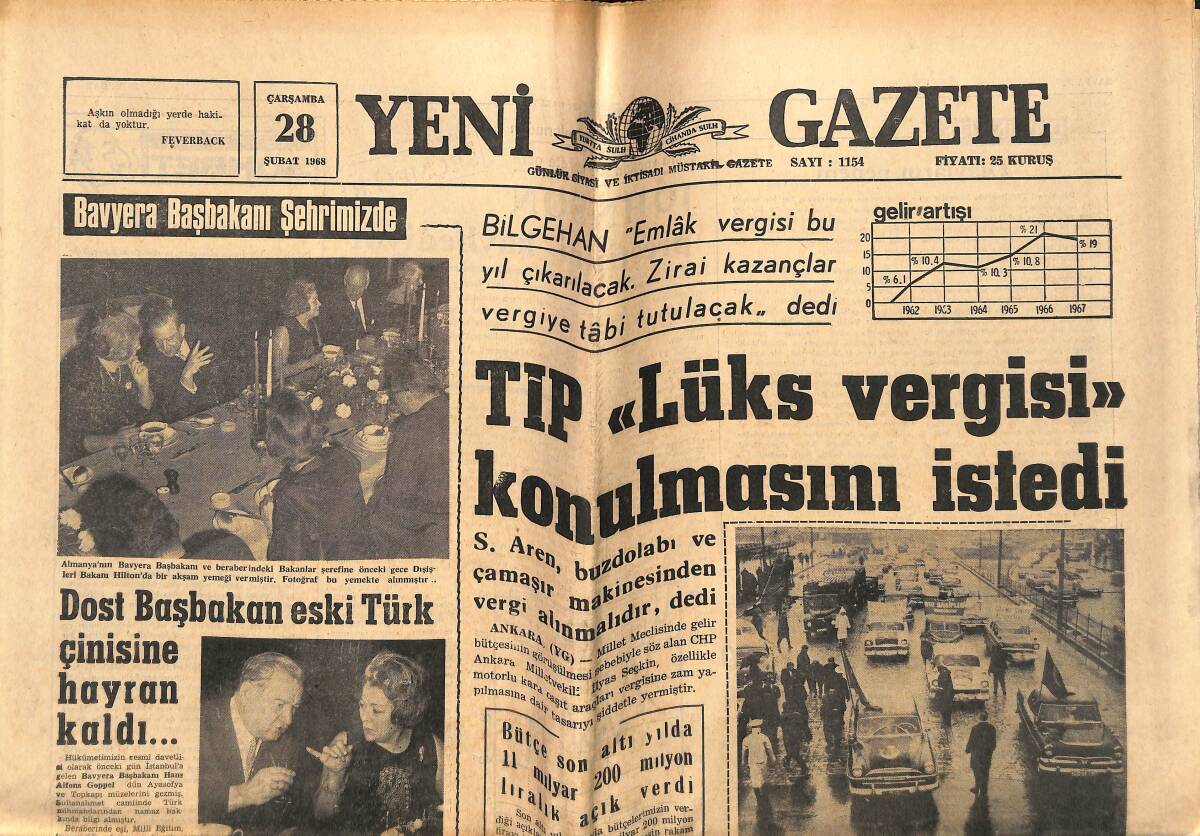 Yeni Gazete Gazetesi 28 Şubat 1968 - Dost Başbakan Eski Türk Çinisine Hayran Kaldı - Warren Beatty Ve Julie Christie Sevişiyor GZ143273 - 1