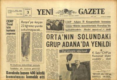 Yeni Gazete Gazetesi 3 Ekim 1966 - İnönü , İrana Bir Dostluk Mesajı Gönderdi GZ91417 - 1