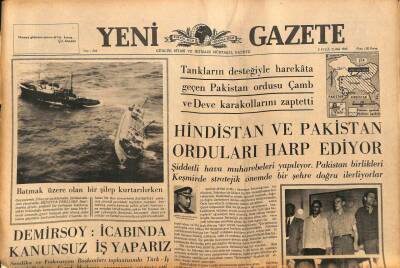Yeni Gazete Gazetesi 3 Eylül 1965 - Dünyanın En Büyük Uçağı İnşa Edildi - Hindistan Ve Pakistan Orduları Harp Ediyor GZ91147 - 1