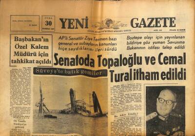 Yeni Gazete Gazetesi 30 Haziran 1967 - Senatoda Topaloğlu Ve Cemal Tural İtham Edildi GZ77007 - 1