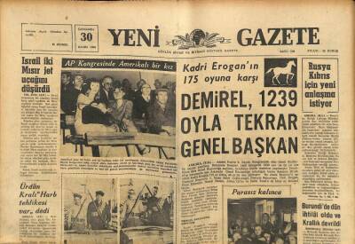 Yeni Gazete Gazetesi 30 Kasım 1966 - İsrail İki Mısır Jet Uçağını Düşürdü GZ90004 - 1