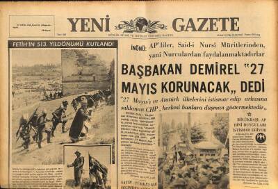 Yeni Gazete Gazetesi 30 Mayıs 1966 - Başbakan Demirel 27 Mayıs Korunacak dedi GZ90014 - 1