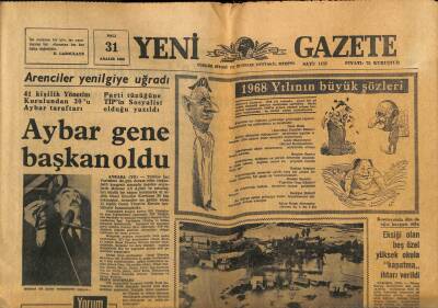 Yeni Gazete Gazetesi 31 Aralık 1968 - Ayın Çevresinde Dolaşan Üç Astronot Yılın Adamı Seçildi GZ91252 - 1