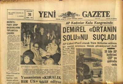Yeni Gazete Gazetesi 31 Ekim 1966 - Johnsona Karşı Nümayişte Bir Kişi Öldürüldü GZ91430 - 1