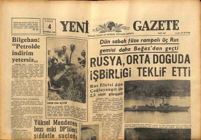 Yeni Gazete Gazetesi 4 Haziran 1967 - İsraile Göre Savaş Mutlaka Çıkacak GZ77125 - 1