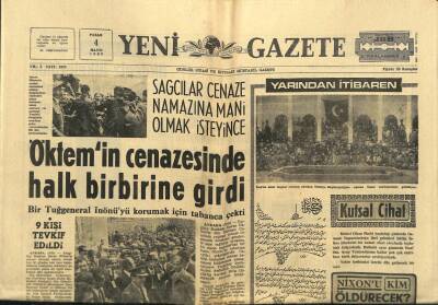 Yeni Gazete Gazetesi 4 Mayıs 1969 - De Gaulle 50 Bin Lira Emekli Aylığı Alacak - Öktemin Cenazesinde Halk Birbirine Girdi GZ91251 - 1