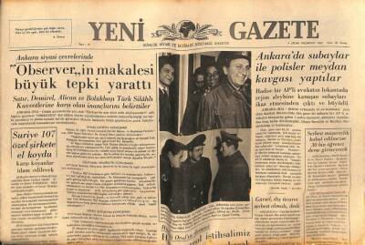 Yeni Gazete Gazetesi 4 Ocak 1965 - Ankara`da Subaylar Ve Polisler Meydan Kavgası Yaptılar GZ79896 - 1