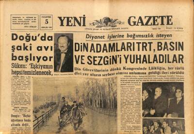 Yeni Gazete Gazetesi 5 Aralık 1966 - Din Adamları TRT , Basın Ve Sezgini Yuhaladılar GZ90103 - 1