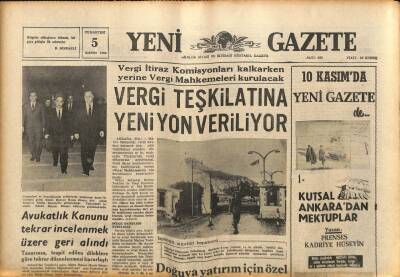 Yeni Gazete Gazetesi 5 Kasım 1966 - Avukatlık Kanunu Tekrar İncelenmek Üzere Geri Alındı GZ90089 - 1