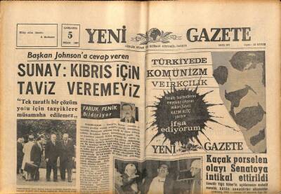Yeni Gazete Gazetesi 5 Nisan 1967 - Kanellopulos Kabinesi Büyük Güçlük İçinde GZ77009 - 1