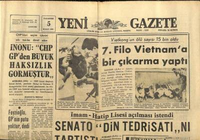 Yeni Gazete Gazetesi 5 Şubat 1968 - Vietkongun Ölü Sayısı 15 Bin Oldu , 7.Filo Vietnama Bir Çıkarma Yaptı GZ91267 - 1