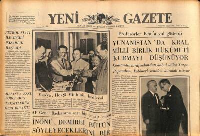Yeni Gazete Gazetesi 6 Ağustos 1965 - Yunanistan`da Kral Milli Birlik Hükümeti Kurmayı Düşünüyor GZ79872 - 1
