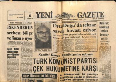 Yeni Gazete Gazetesi 6 Ağustos 1968 - İskenderun Serbest Bölge Ve Liman Oluyor GZ91344 - 1