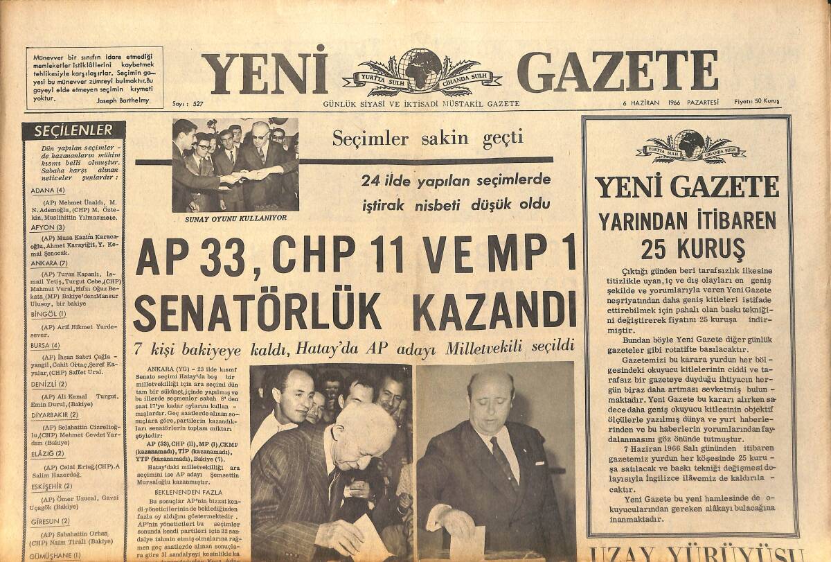 Yeni Gazete Gazetesi 6 Haziran 1966 - NATO Toplantısı Yarın Brüksel'de Başlıyor GZ160440 - 1