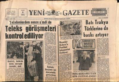 Yeni Gazete Gazetesi 6 Nisan 1969 - Ankara Komerin Geri Alınışından Memnun - Kıbrısta Gazoz Savaşı GZ113872 - 1