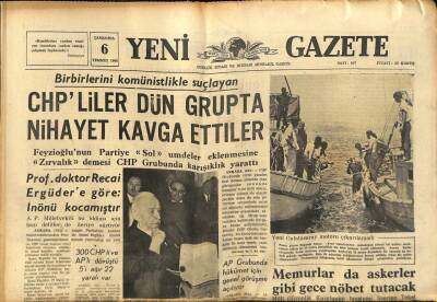 Yeni Gazete Gazetesi 6 Temmuz 1966 - Memurlar da Askerler Gibi Gece Nöbet Tutacak GZ77106 - 1