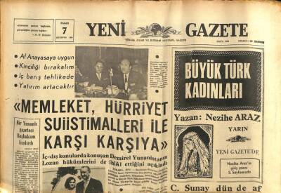 Yeni Gazete Gazetesi 7 Ağustos 1966 - Cemal Gürsel Komada 6ncı Ayını Doldurdu GZ74973 - 1