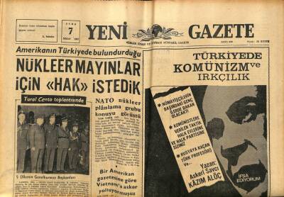 Yeni Gazete Gazetesi 7 Nisan 1967 - Canberra Kuzey Vietnamı Bombardıman Ediyor GZ77011 - 1