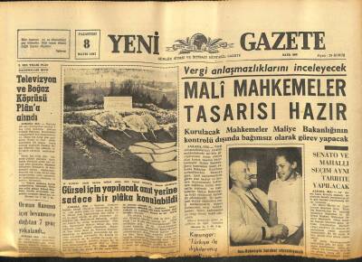 Yeni Gazete Gazetesi 8 Mayıs 1967 - Mali Mahkemeler Tasarısı Hazır GZ76948 - 1
