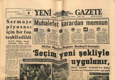 Yeni Gazete Gazetesi 8 Mayıs 1968 - Sermaye Piyasası İçin Bir Fon Teşkil Edildi GZ74765 - 1