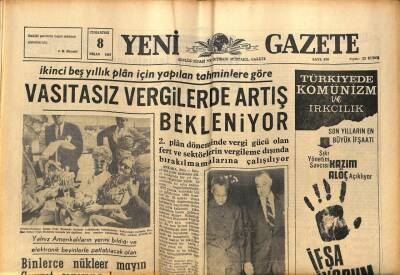 Yeni Gazete Gazetesi 8 Nisan 1967 - Vasıtası Vergilerde Artış Bekleniyor GZ77012 - 1