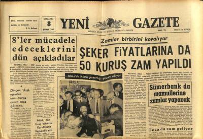 Yeni Gazete Gazetesi 8 Şubat 1967 - Sümerbank da Mamüllerine Zamlar Yapacak GZ77028 - 1