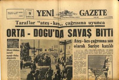 Yeni Gazete Gazetesi 9 Haziran 1967 - Gazzenin Teslimi Ve El Arişe Çekilen İsrail Bayrağı GZ77019 - 1