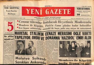 Yeni Gazete Gazetesi 9 Mart 1953 - Malatya Suikasdı Sanıkları Ankarada GZ83071 - 1