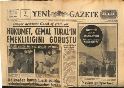 Yeni Gazete Gazetesi 9 Mart 1969 - Taksim Olayı İçin TMGT 9 Yeni İsim Açıkladı GZ91273 - 1