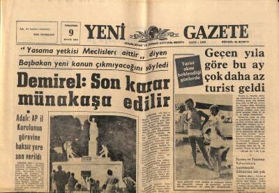 Yeni Gazete Gazetesi 9 Mayıs 1968 - Cunta , Kral Sarayına Arkası Dönük Hürriyet Heykeli Dikti GZ74766 - 1