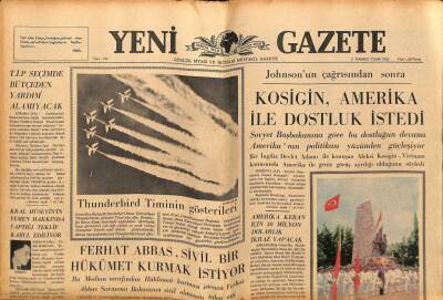 Yeni Gazetesi 2 Temmuz 1965 - Kosigin, Amerika İle Dostluk İsteği GZ79805 - 1