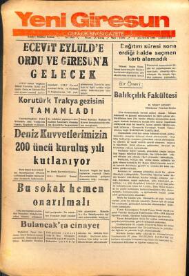 Yeni Giresun Gazetesi 1 Ağustos 1973 - Ecevit Eylülde Ordu Ve Giresuna Gelecek GZ108549 - 1
