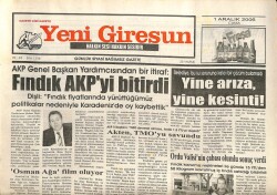 Yeni Giresun Gazetesi 1 Aralık 2006 - Fındık AKPyi Bitirdi GZ101815 - 1