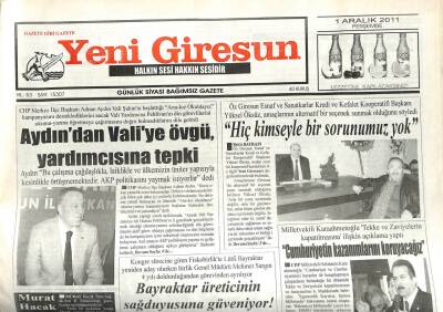 Yeni Giresun Gazetesi 1 Aralık 2011 - Murat Hacak İstifa Etti GZ108930 - 1