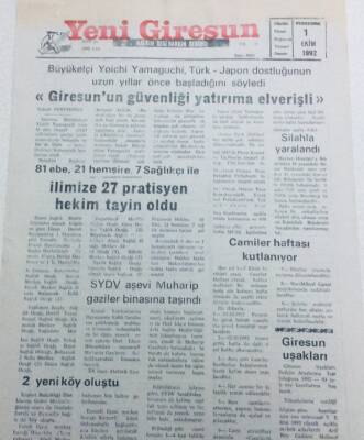 Yeni Giresun Gazetesi 1 Ekim 1992 - Giresunun Güvenliği Yatırıma Elverişli GZ41353 - 1