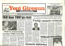Yeni Giresun Gazetesi 1 Eylül 2006 - Fındığı Emanete Vermeyin GZ101864 - 2