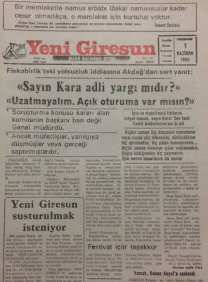 Yeni Giresun Gazetesi 1 Haziran 1995 - Giresunspor Yönetiminden İşbaşı GZ34671 - 1