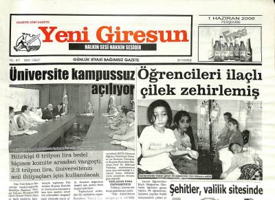 Yeni Giresun Gazetesi 1 Haziran 2006 - Şebinkarahisar Toki Konutlarında İnceleme GZ97220 - 1